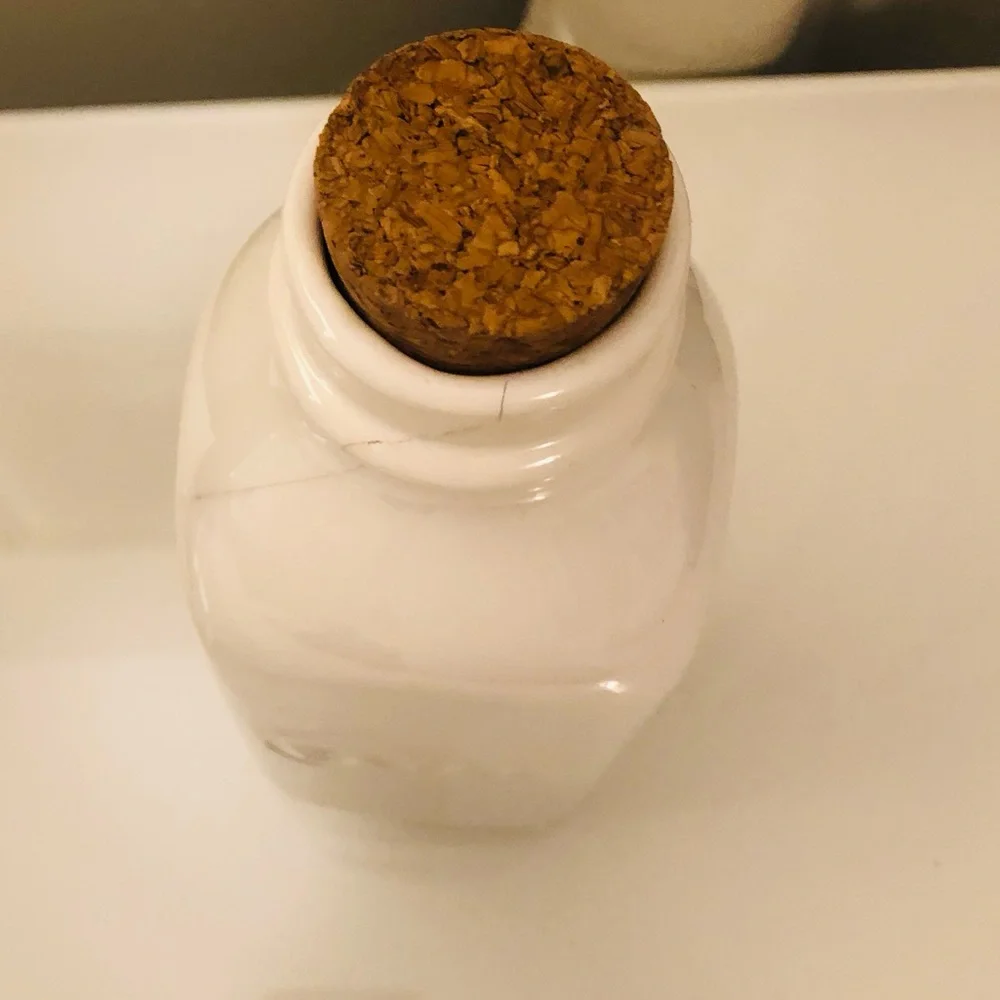 Eataly white glazed ceramic oil, vinegar storage bottle